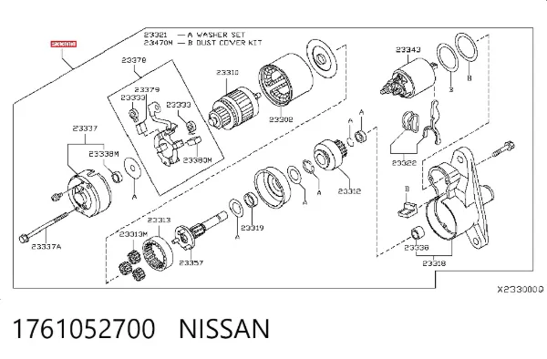 Motor de arranco 1761052700 Nissan/Infiniti