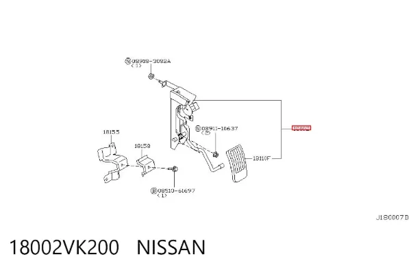 Pedal de gás (de acelerador) 18002VK200 Nissan/Infiniti