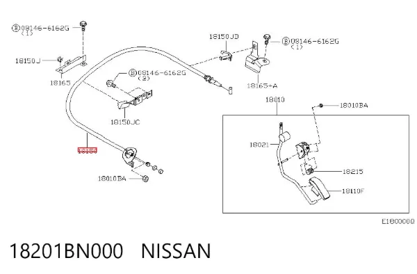 Cabo/pedal de gás (de acelerador) Nissan Almera II