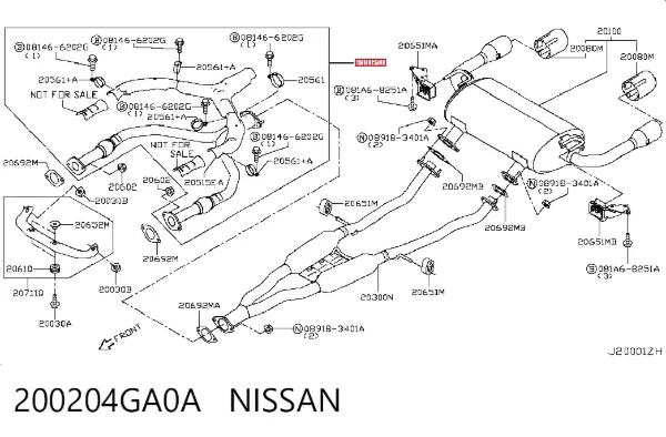 Silenciador, parte dianteira 200204GA0A Nissan/Infiniti