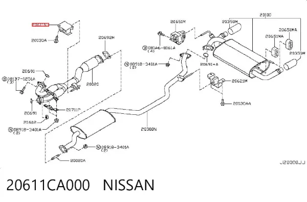 Coxim de fixação do silenciador 20611CA000 Nissan/Infiniti
