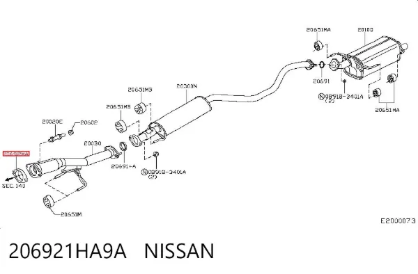 Vedante de tubo de admissão do silenciador 206921HA9A Nissan/Infiniti