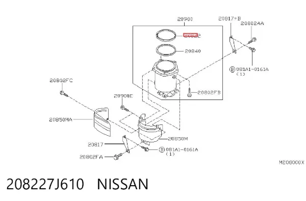 Anel de tubo de admissão do silenciador 208227J610 Nissan/Infiniti