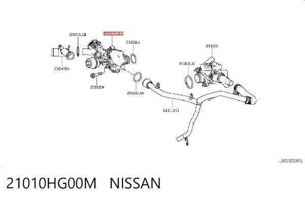 Bomba de água (bomba) de esfriamento 21010HG00M Nissan/Infiniti