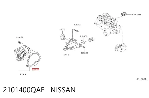 Vedante de bomba de água 2101400QAF Nissan/Infiniti