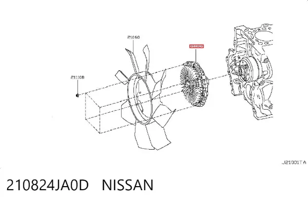 Acoplamento viscoso de ventilador de esfriamento 210824JA0D Renault (RVI)