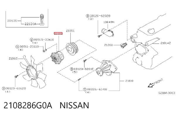 Acoplamento viscoso de ventilador de esfriamento 2108286G0A Nissan/Infiniti