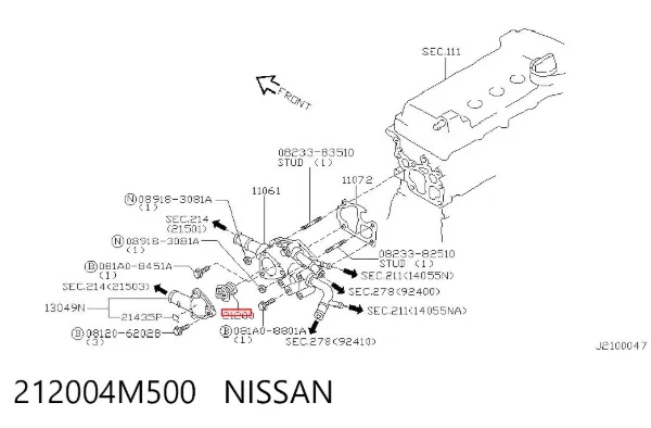 Termostato 212004M500 Nissan/Infiniti