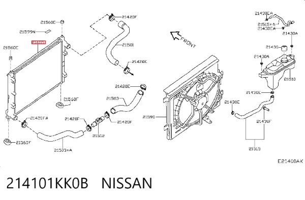 Radiador de esfriamento de motor 214101KK0B Nissan/Infiniti