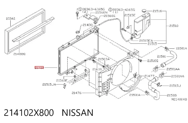 Radiador de esfriamento de motor 214102X800 Nissan/Infiniti