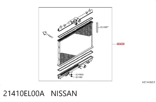 Radiador de esfriamento de motor 21410EL00A Nissan/Infiniti