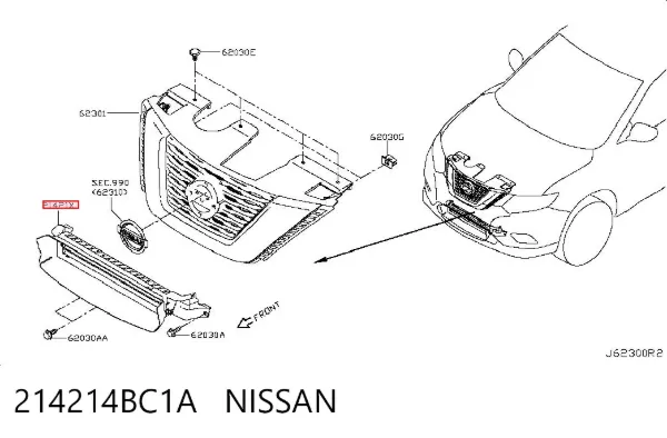 Perciana do radiador de esfriamento 214214BC1A Nissan/Infiniti