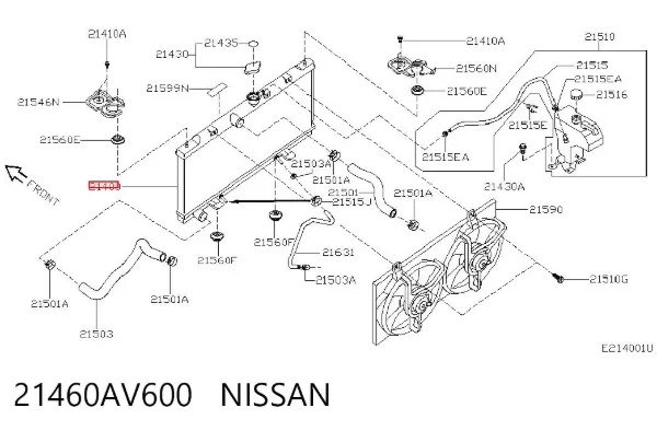 Radiador de esfriamento de motor 21460AV600 Nissan/Infiniti
