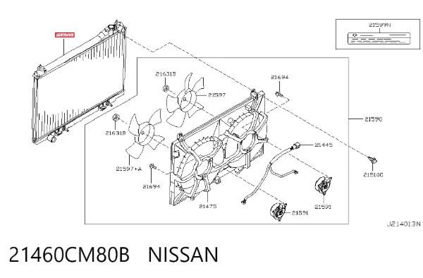 Radiador de esfriamento de motor 21460CM80B Nissan/Infiniti