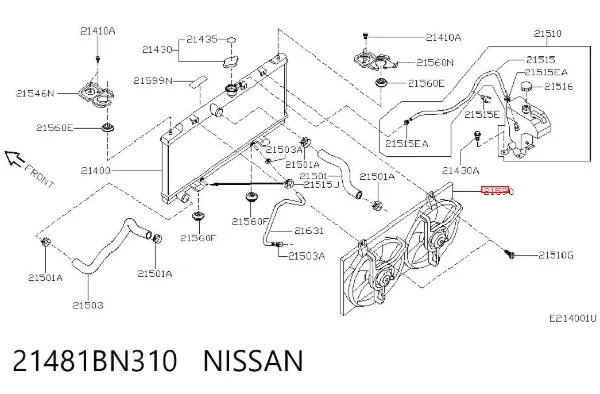 Ventilador elétrico de esfriamento montado (motor + roda de aletas) 21481BN310 Nissan/Infiniti
