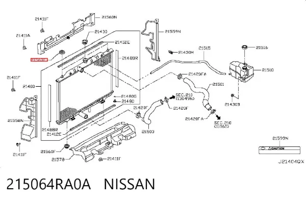 Coxim superior de fixação do radiador 215064RA0A Nissan/Infiniti