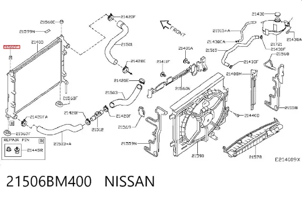 Coxim superior de fixação do radiador 21506BM400 Nissan/Infiniti