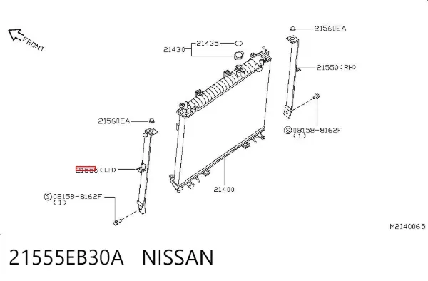 Consola superior esquerda do radiador 21555EB30A Nissan/Infiniti