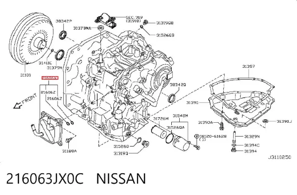Radiador de esfriamento, Caixa Automática de Mudança 216063JX0C Nissan/Infiniti