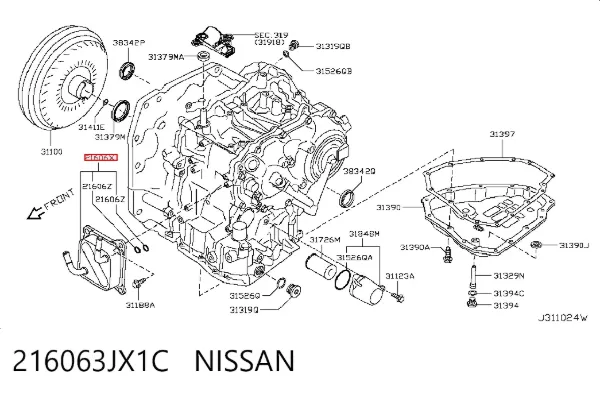 Radiador de esfriamento, Caixa Automática de Mudança 216063JX1C Nissan/Infiniti