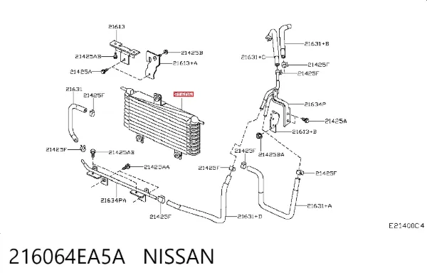 Radiador de esfriamento, Caixa Automática de Mudança 216064EA5A Nissan/Infiniti