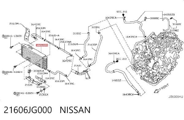 Radiador de esfriamento, Caixa Automática de Mudança 21606JG000 Nissan/Infiniti