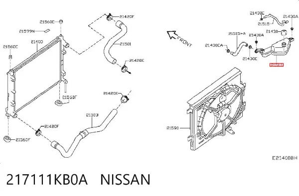 Tanque de expansão do sistema de esfriamento 217111KB0A Nissan/Infiniti