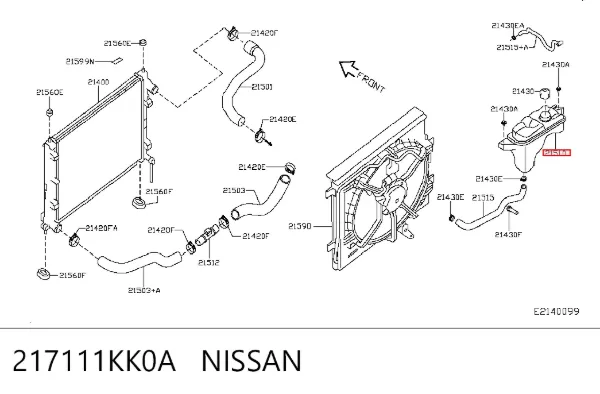 Tanque de expansão do sistema de esfriamento 217111KK0A Nissan/Infiniti