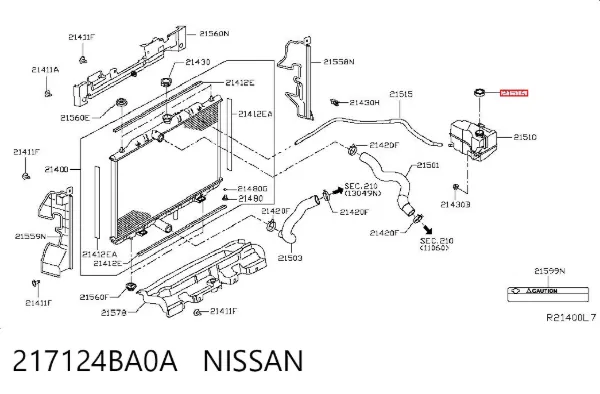 Tampa (tampão) do radiador 217124BA0A Nissan/Infiniti