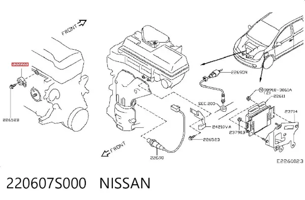 Sensor de detonação 220607S000 Nissan/Infiniti