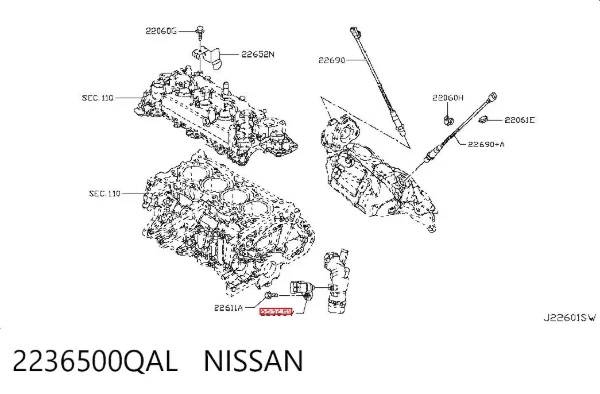 Sensor de pressão no coletor de admissão, MAP 2236500QAL Nissan/Infiniti