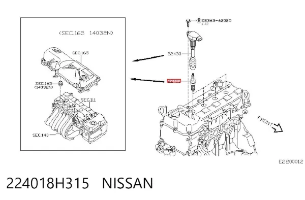 Vela de ignição 224018H315 Nissan/Infiniti