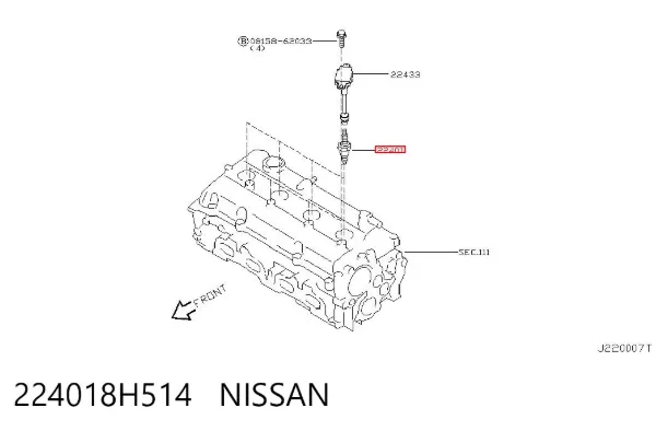 Vela de ignição 224018H514 Nissan/Infiniti