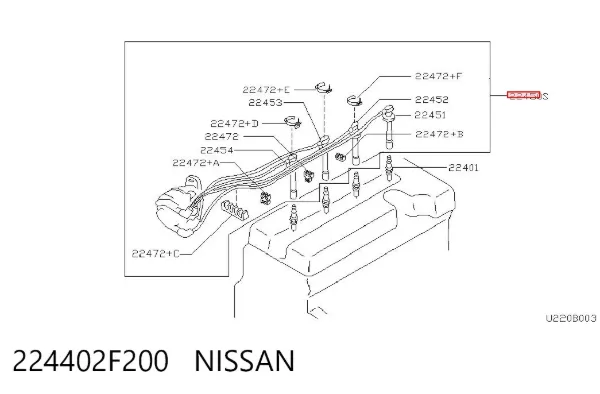 Fios de alta voltagem, kit 224402F200 Nissan/Infiniti