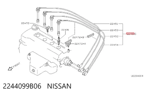 Fios de alta voltagem, kit 2244099B06 Nissan/Infiniti