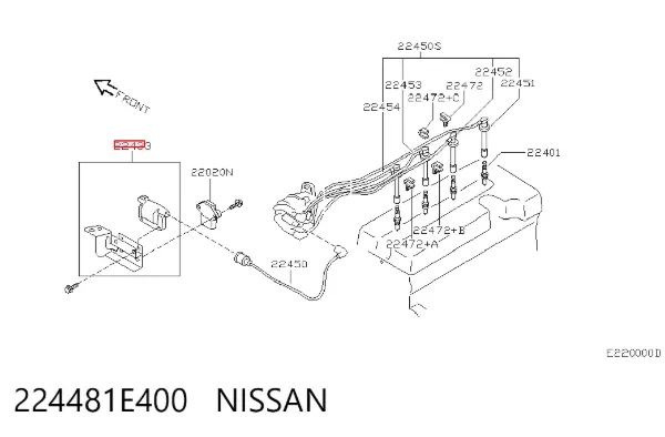 Bobina de ignição 224481E400 Nissan/Infiniti