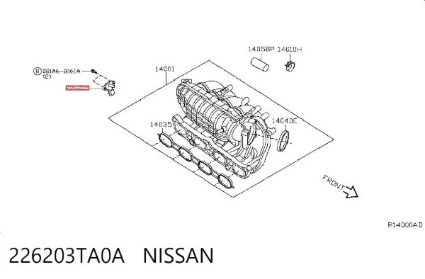 Sensor de posição da válvula de borboleta (potenciômetro) 226203TA0A Nissan/Infiniti
