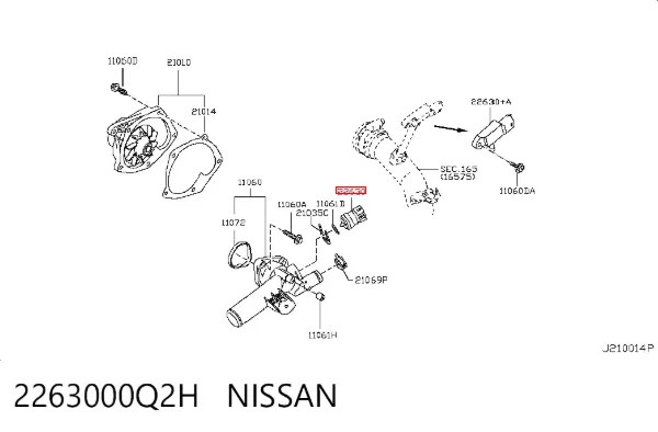 Sensor de temperatura do fluido de esfriamento 2263000Q2H Nissan/Infiniti