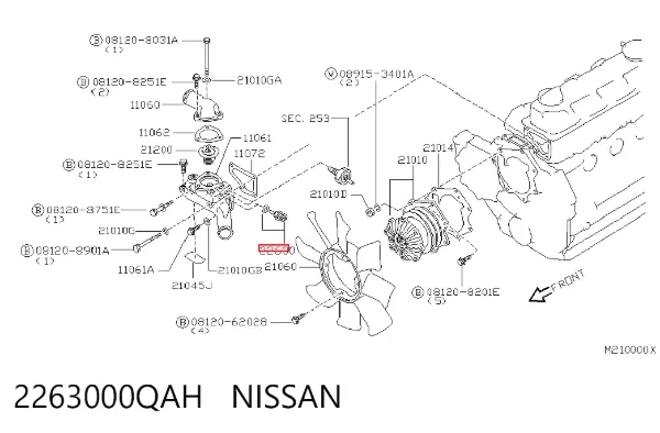 Sensor de temperatura do fluido de esfriamento 2263000QAH Nissan/Infiniti