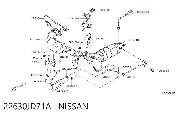 Sensor de temperatura dos gases de escape (GE), depois de filtro de partículas diesel 22630JD71A Nissan/Infiniti