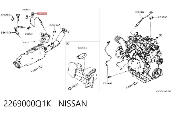 Sonda lambda, sensor de oxigênio depois de catalisador 2269000Q1K Nissan/Infiniti