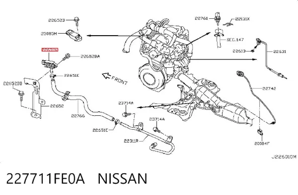 Sensor de pressão dos gases de escape 227711FE0A Nissan/Infiniti