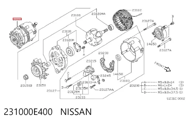 Gerador 231000E400 Nissan/Infiniti