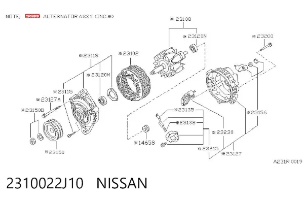 Gerador 2310022J10 Nissan/Infiniti