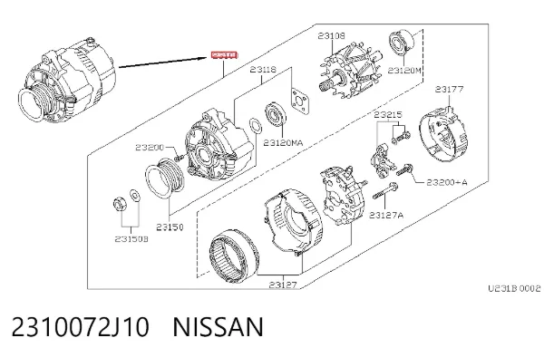 Gerador 2310072J10 Nissan/Infiniti