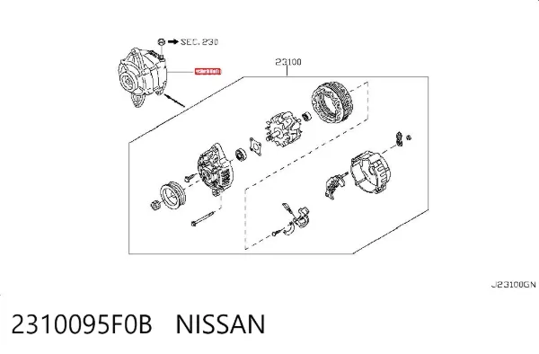 Gerador 2310095F0B Nissan/Infiniti