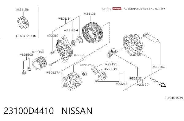 Gerador 23100D4410 Nissan/Infiniti
