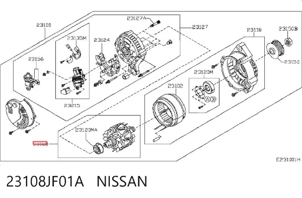 Induzido (rotor) do gerador 23108JF01A Nissan/Infiniti