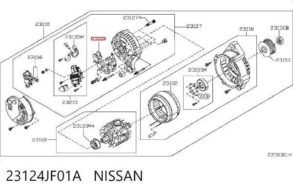 Eixo de diodos do gerador Nissan Patrol Y62