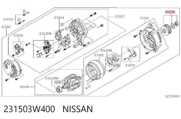 Polia do gerador 231503W400 Nissan/Infiniti